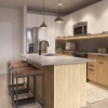 kitchen with island and seating