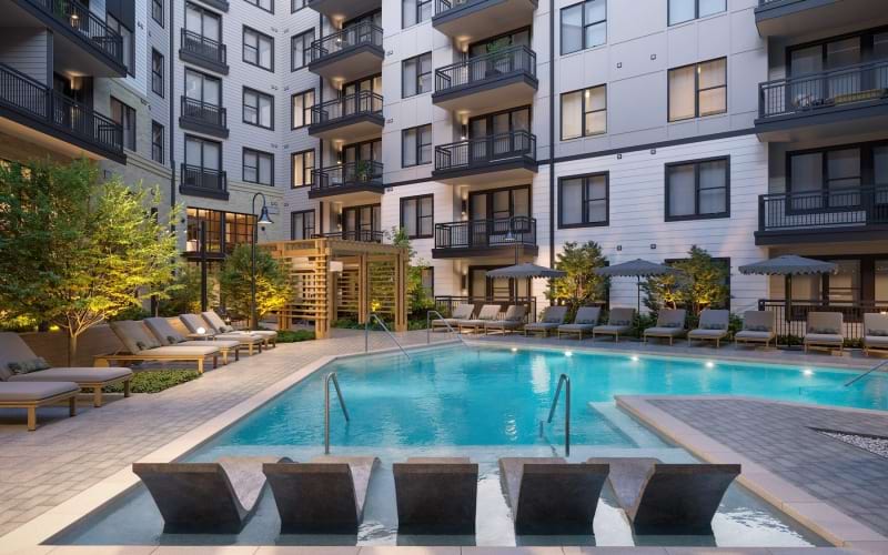 resort style pool with seating