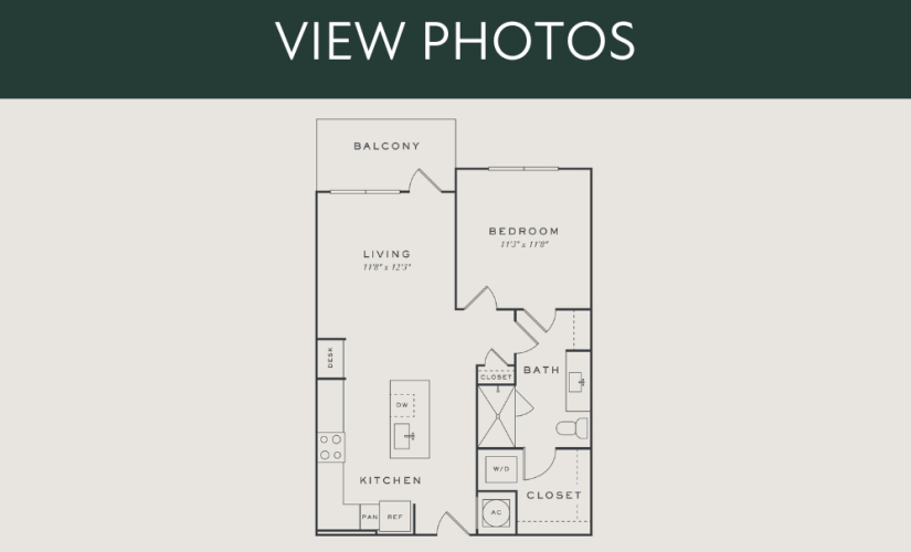 A1 - 1 bedroom floorplan layout with 1 bathroom and 747 square feet